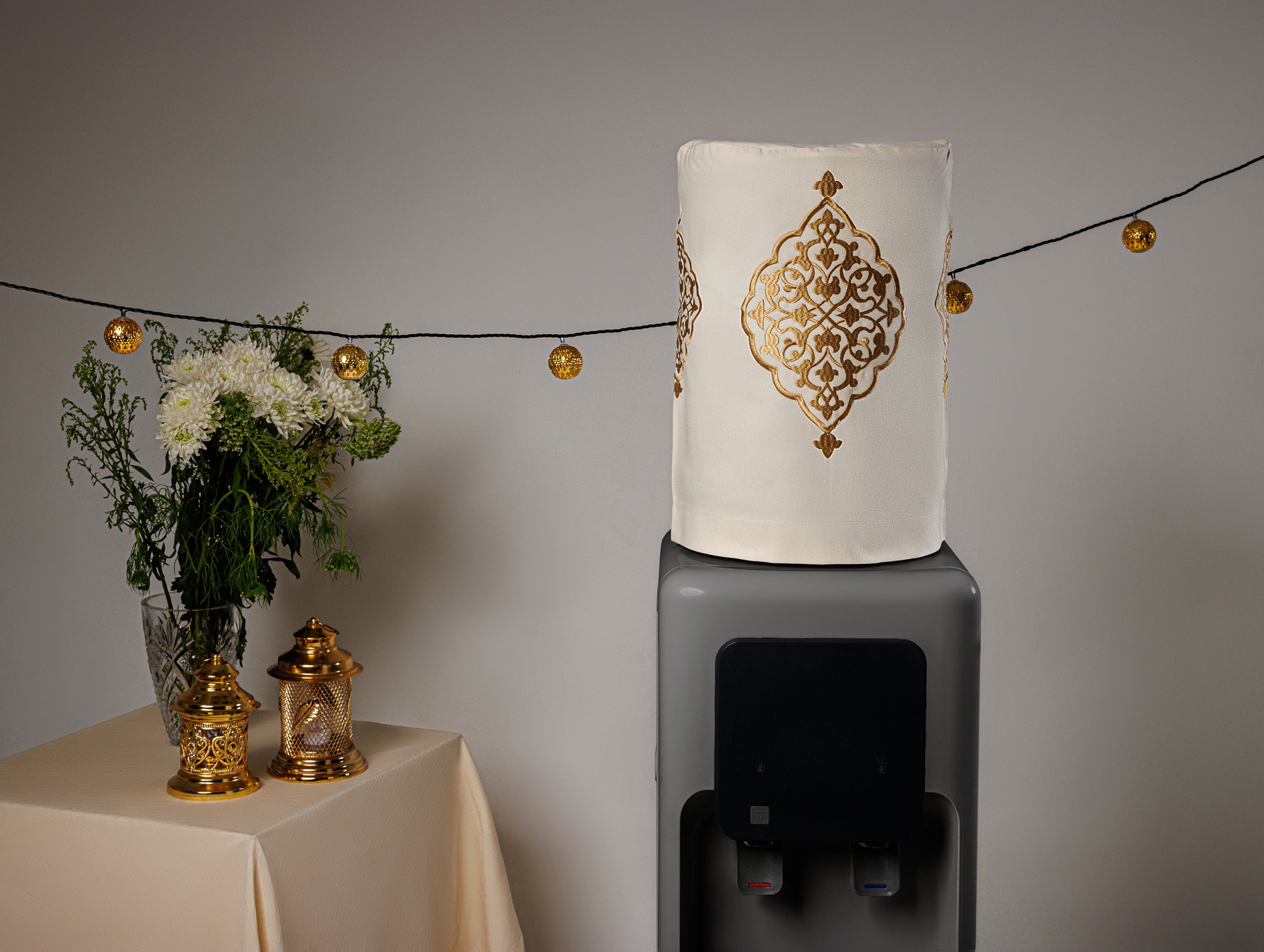 Gold Arabesque Water Dispenser Gallon Cover