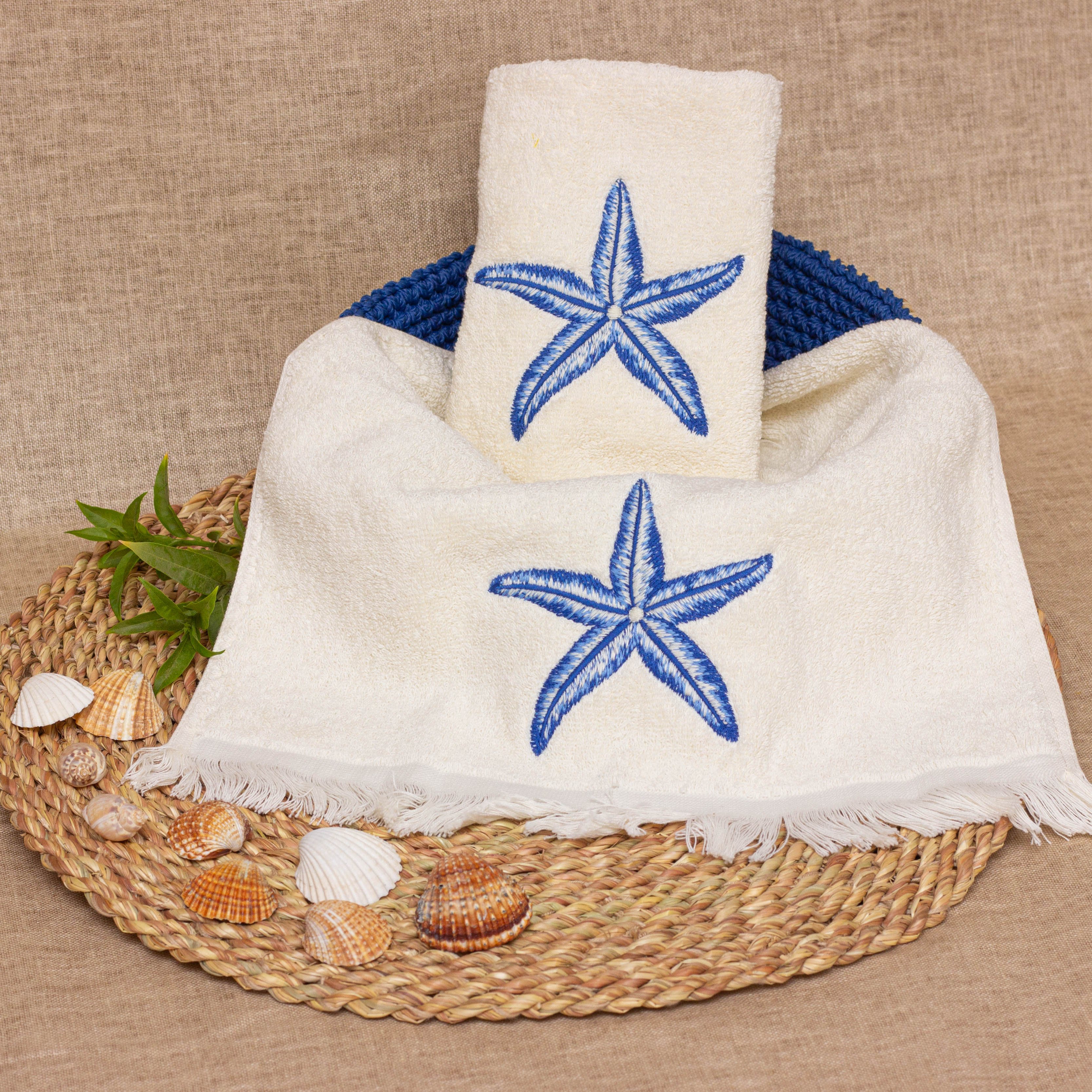 Blue Starfish Guest Towels Set