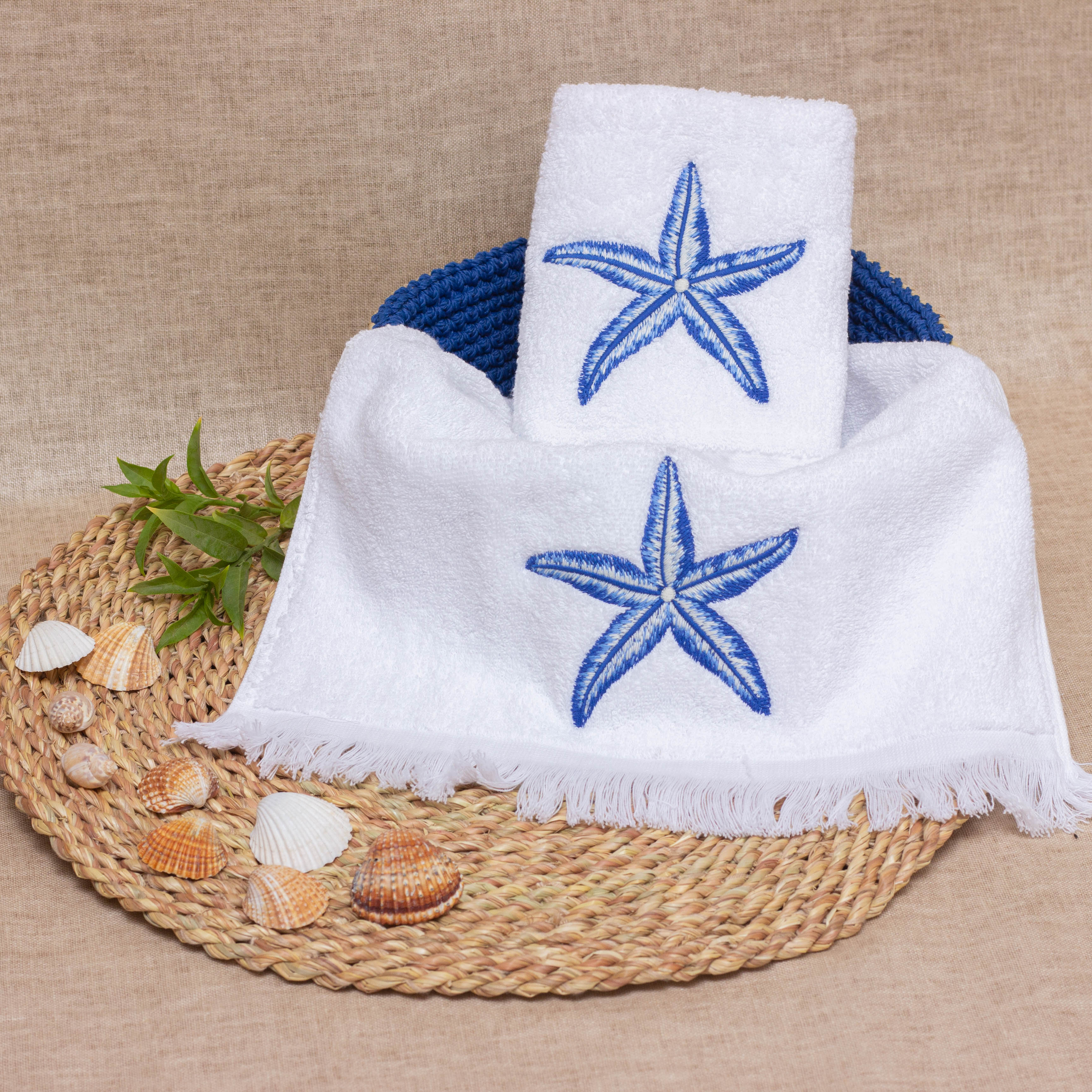 Blue Starfish Guest Towels Set