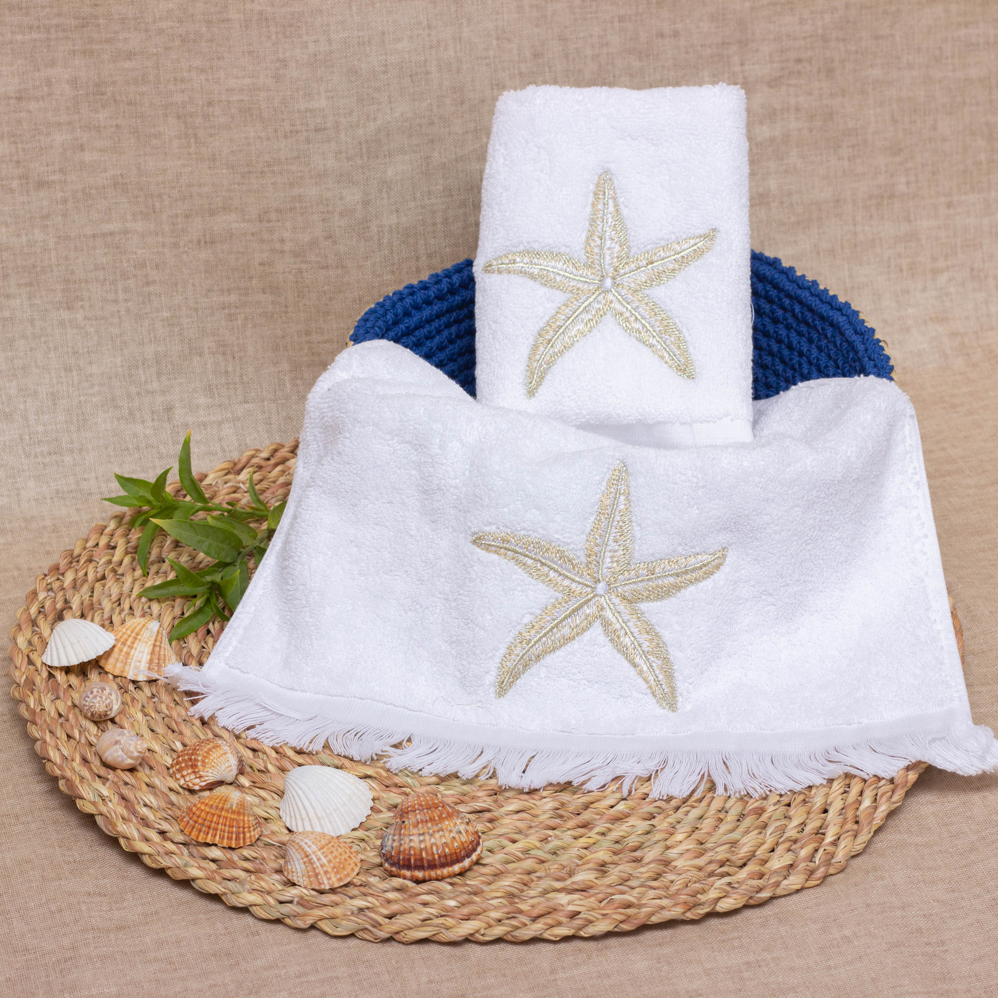 Gold Starfish Guest Towels Set