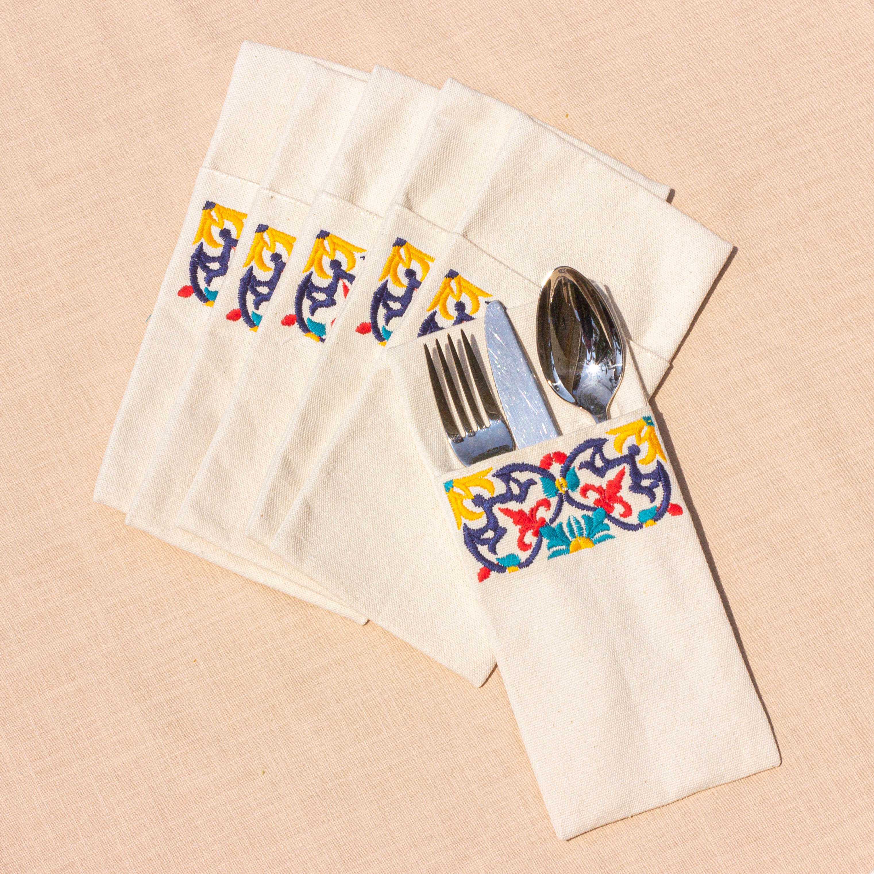 Floral Tiles Cutlery Holder Set