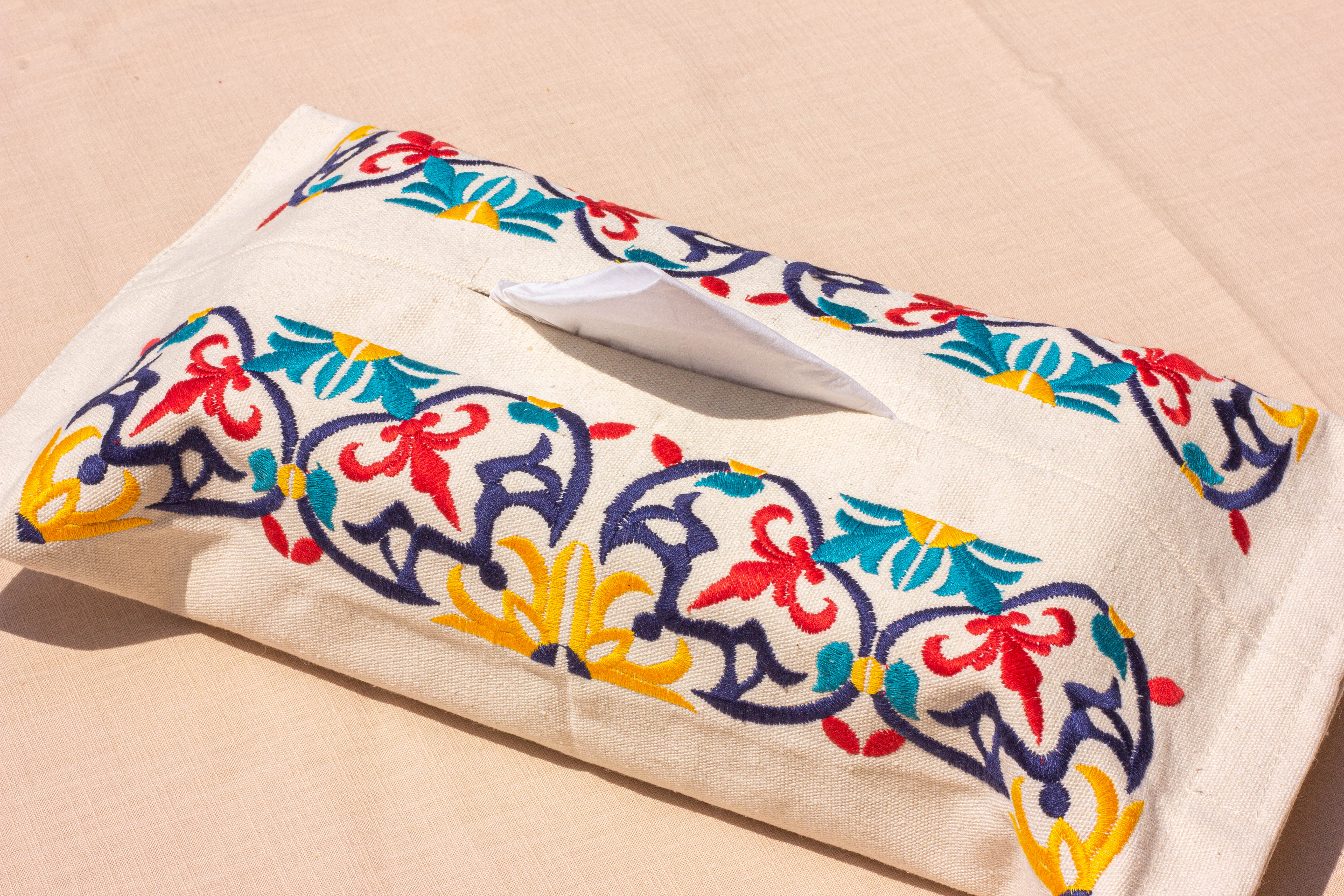 Floral Tiles Tissue Box Cover