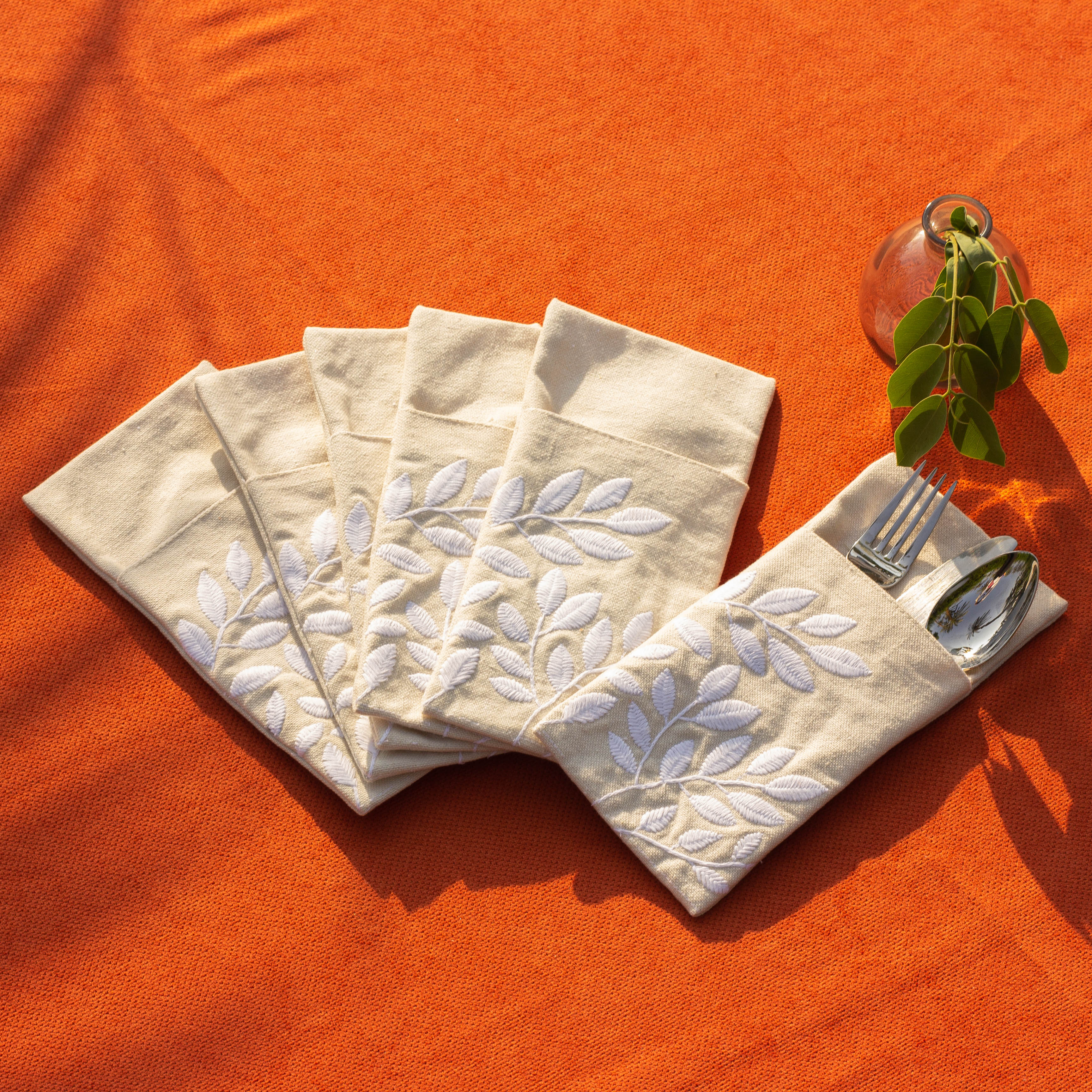 Summer Leaves Cutlery Holder Set